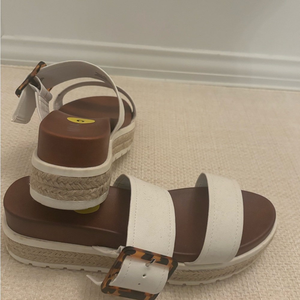 MIA White and Brown Platform Sandals